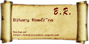 Bihary Romána névjegykártya